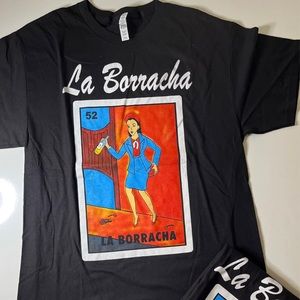 LA BORRACHA LOTERIA FAN CARD BLACK TEE SHIRT